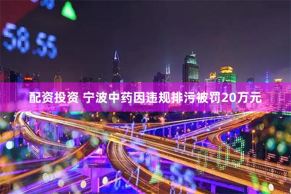 配资投资 宁波中药因违规排污被罚20万元